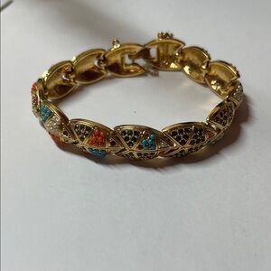 Vintage 1980s D’Orlan gold plated bracelet with Swarovski crystals